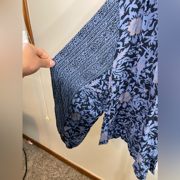 Free People Mixed Print Paisley Bohemian Balloon Sleeve Oversized Kimono M - Picture 3 of 7